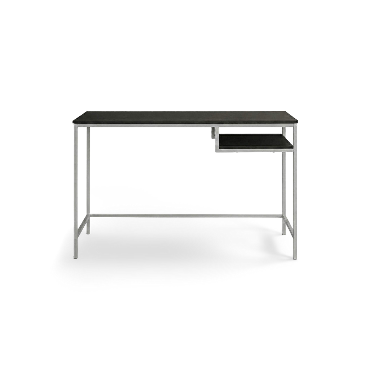 White MDF metal-frame computer desk on a #f3f3f3 studio background