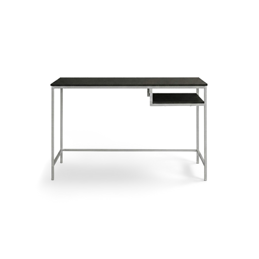 White MDF metal-frame computer desk on a #f3f3f3 studio background