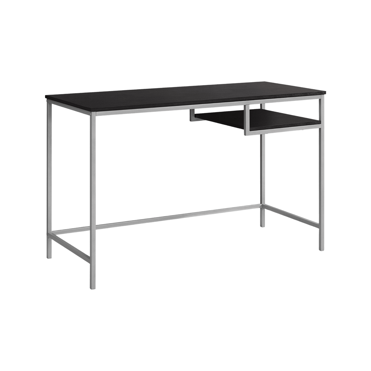 Durable 30-inch white MDF computer desk with a white metal frame and a right-side shelf.
