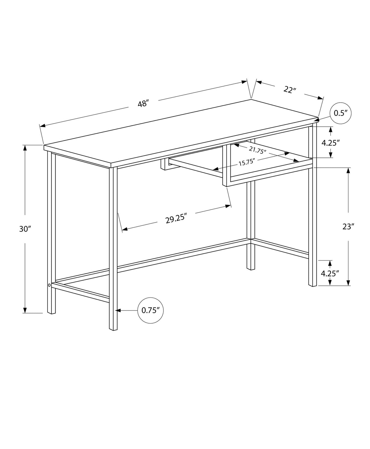Durable 30-inch white MDF and white metal computer desk with smooth surface for laptop or monitor, minimalist.