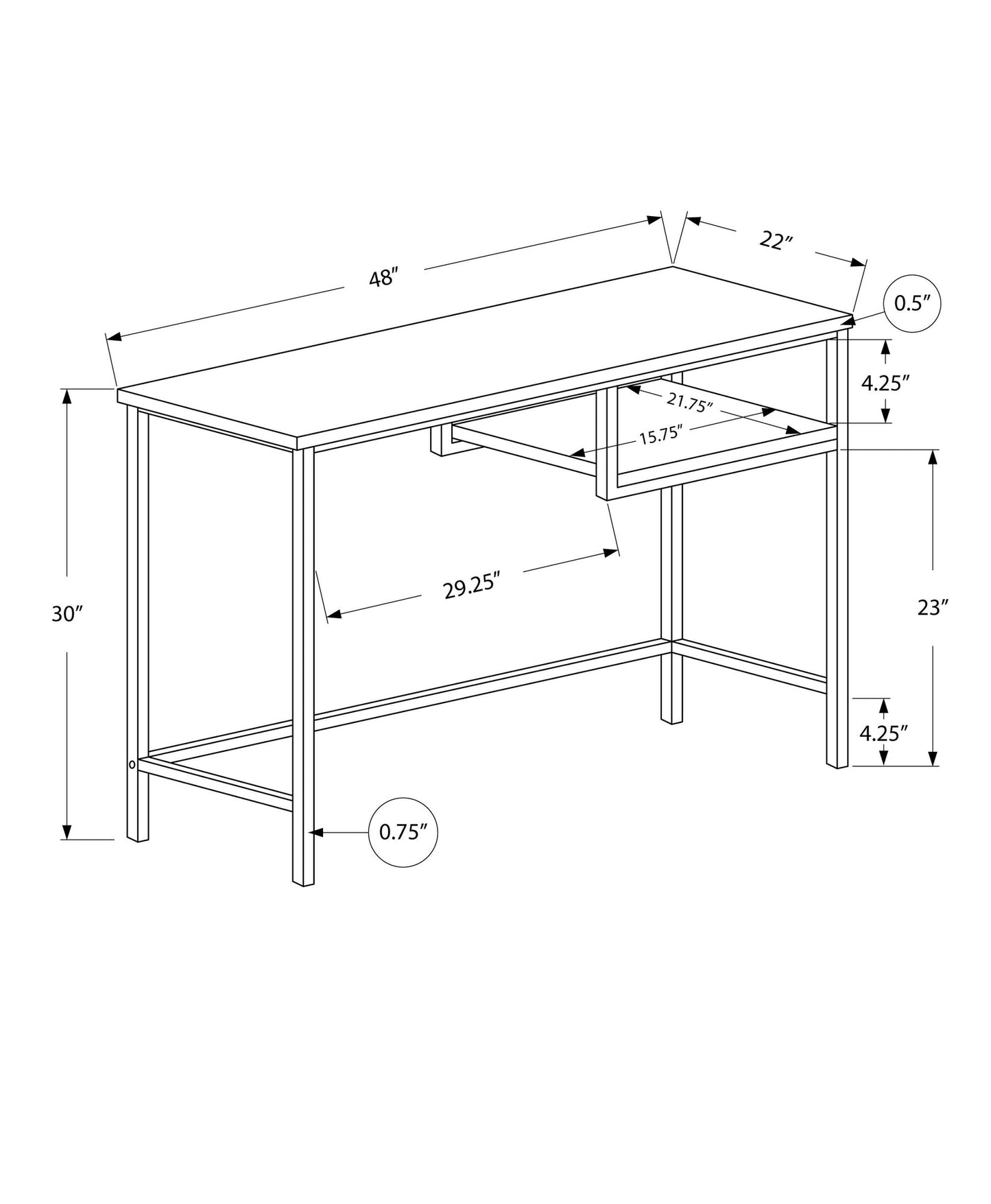 Durable 30-inch white MDF and white metal computer desk with smooth surface for laptop or monitor, minimalist.