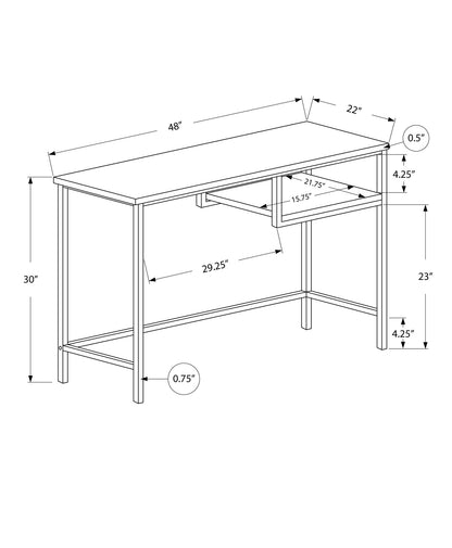 Durable 30-inch white MDF and white metal computer desk with smooth surface for laptop or monitor, minimalist.