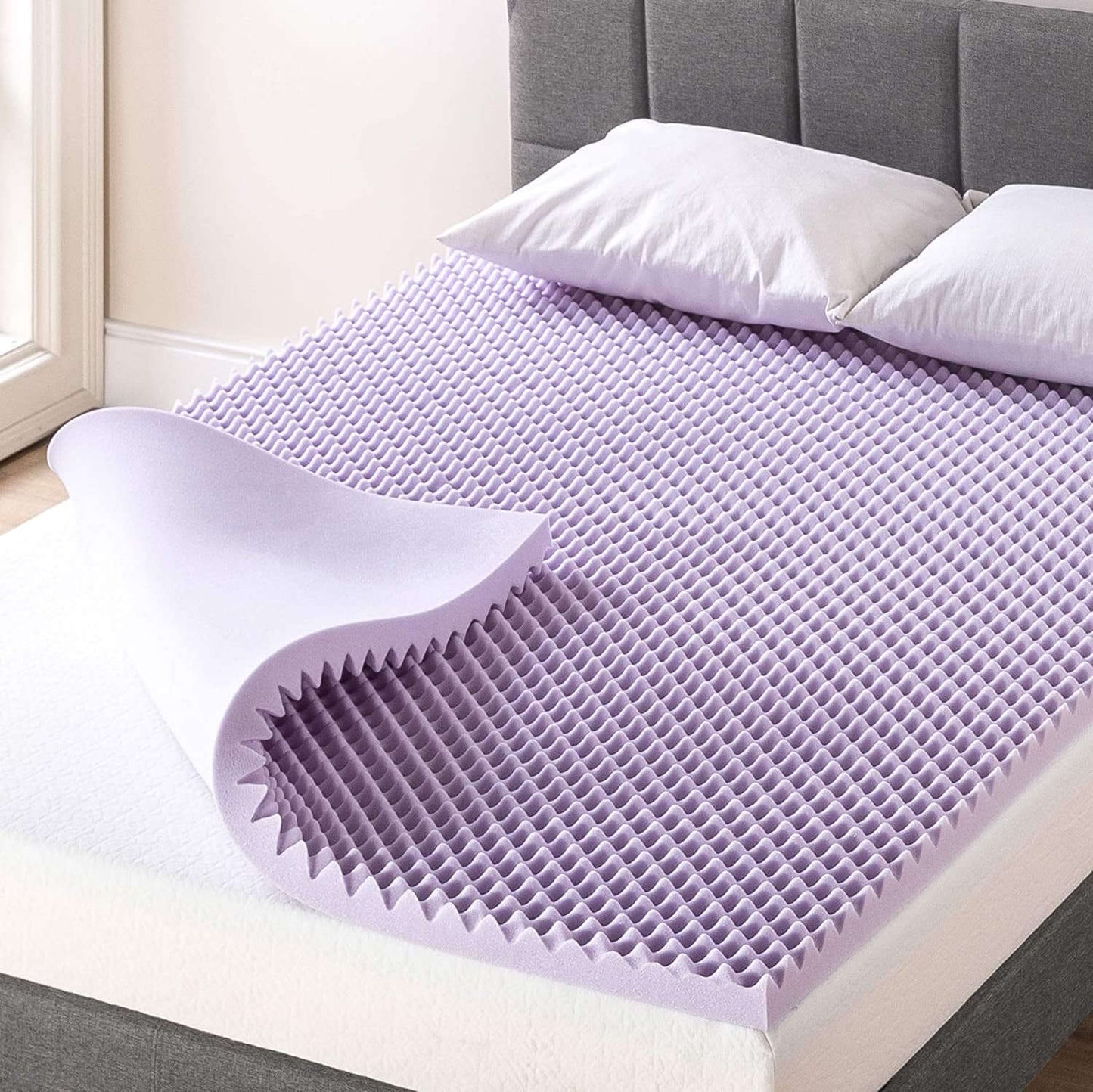 Lavender - Infused Egg Crate Memory Foam Mattress Topper (Full)