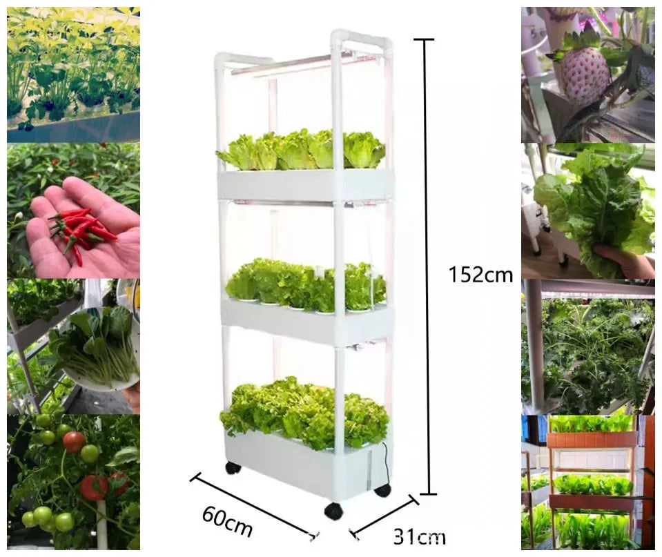 42-Hole Hydroponic Tower with Grow Lights