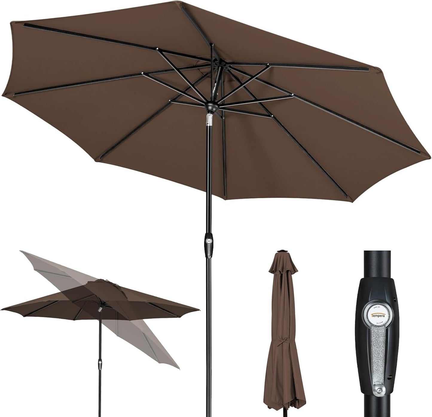 Auto-Tilt Patio Umbrella with Crank and Fade-Resistant Canopy