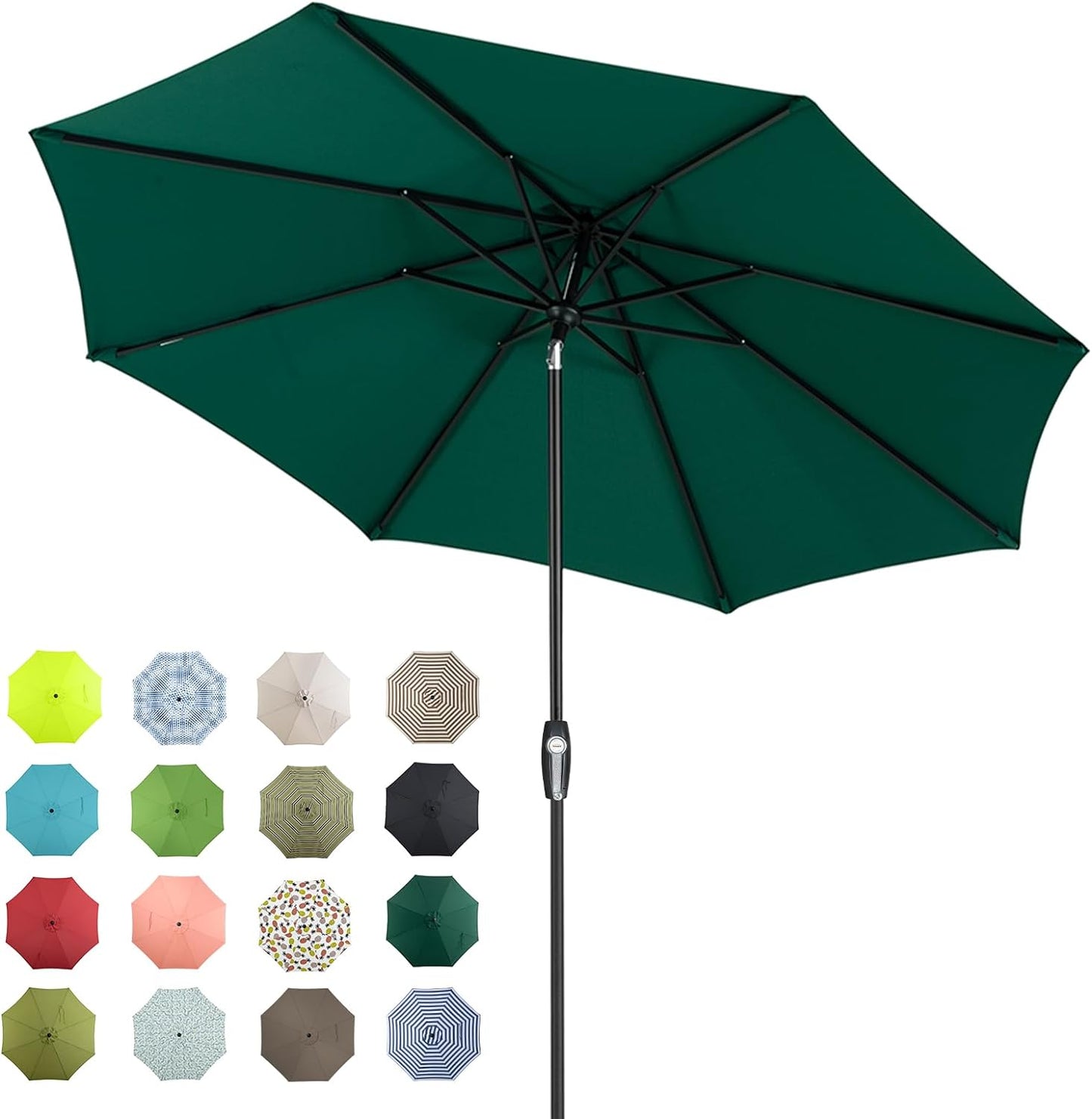 Auto-Tilt Patio Umbrella with Crank and Fade-Resistant Canopy