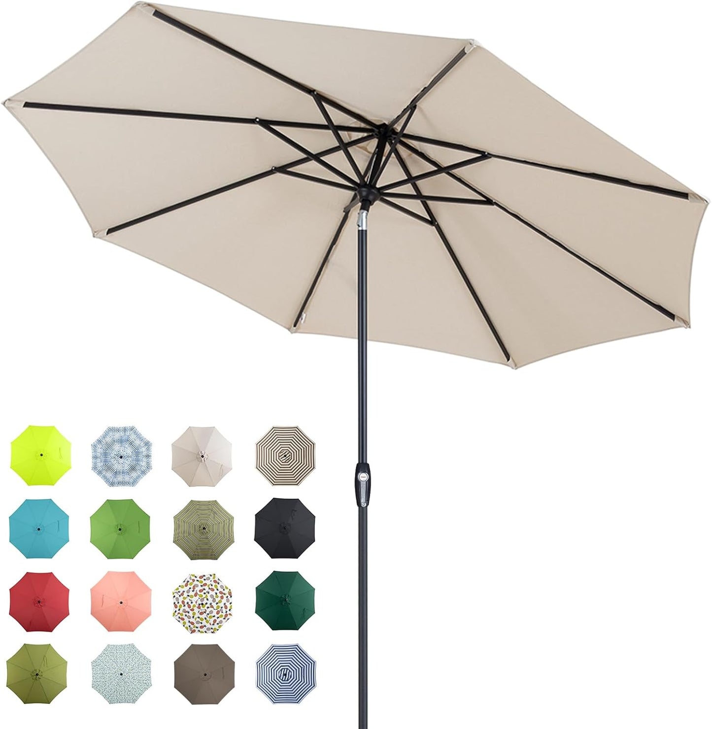 Auto-Tilt Patio Umbrella with Crank and Fade-Resistant Canopy