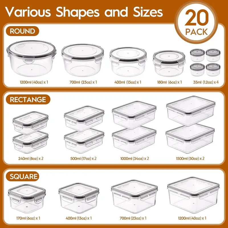 Organize Your Kitchen: 40-Piece Food Storage Set - BPA-Free, Leakproof