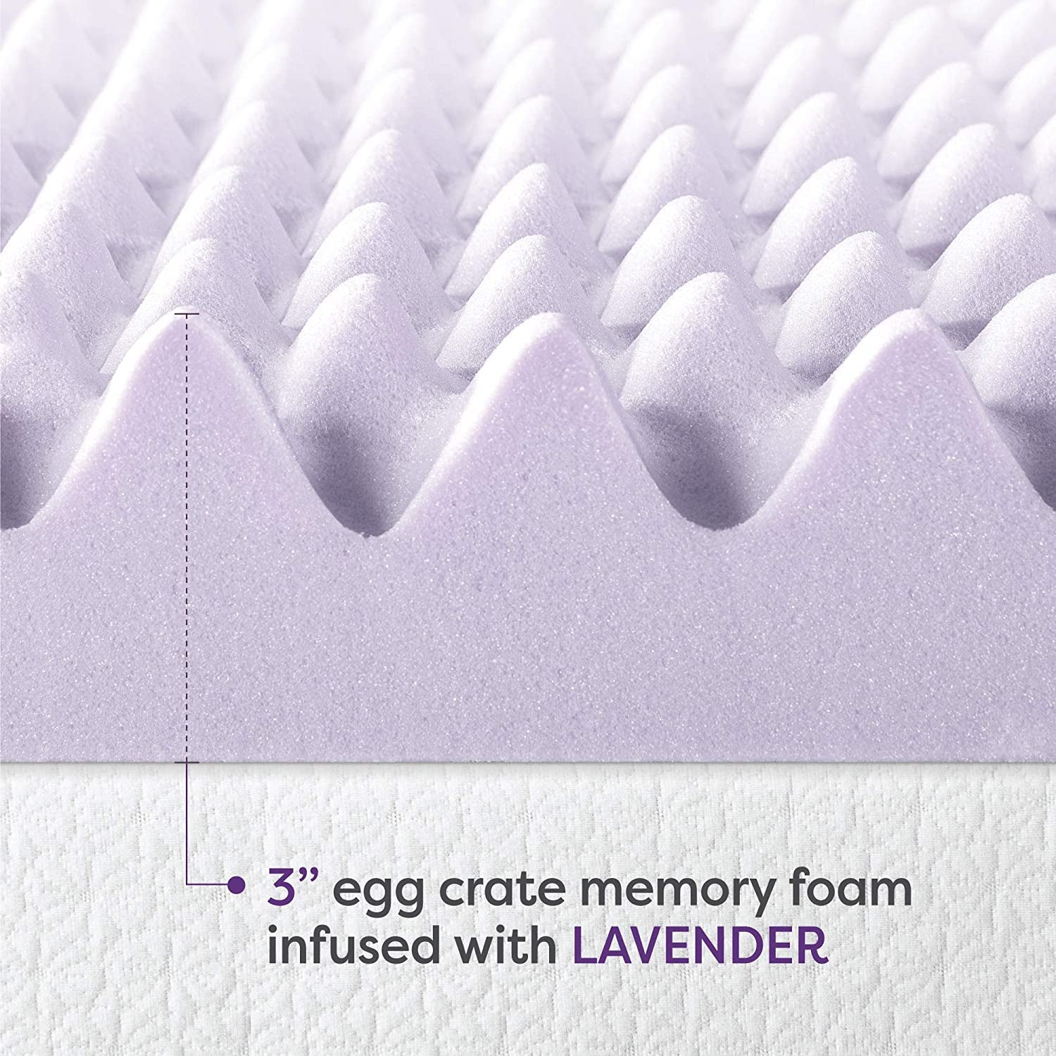 Lavender-Infused Egg Crate Memory Foam Mattress Topper (Full)