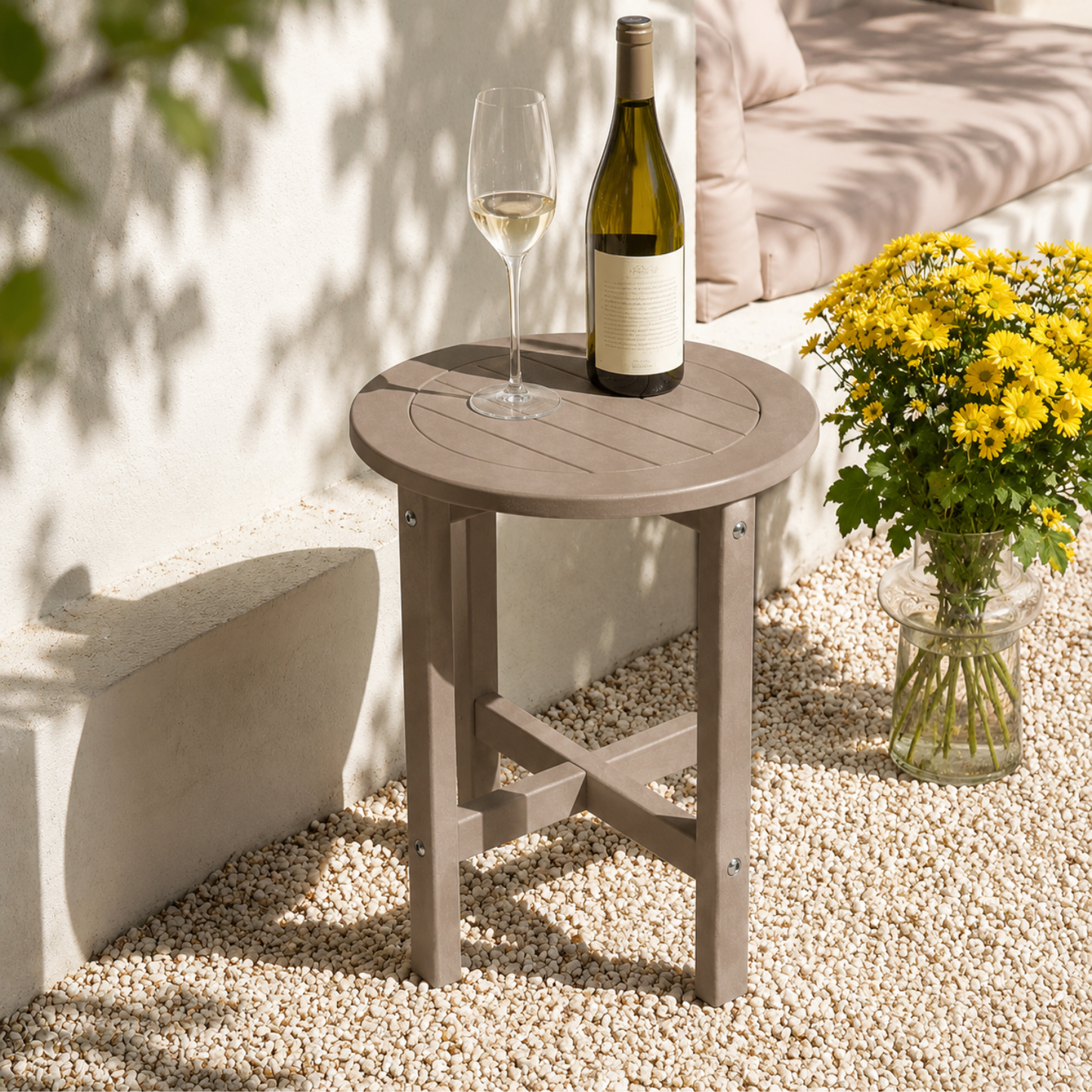 Verde Luxe HDPE All Weather Round Outdoor Side Table