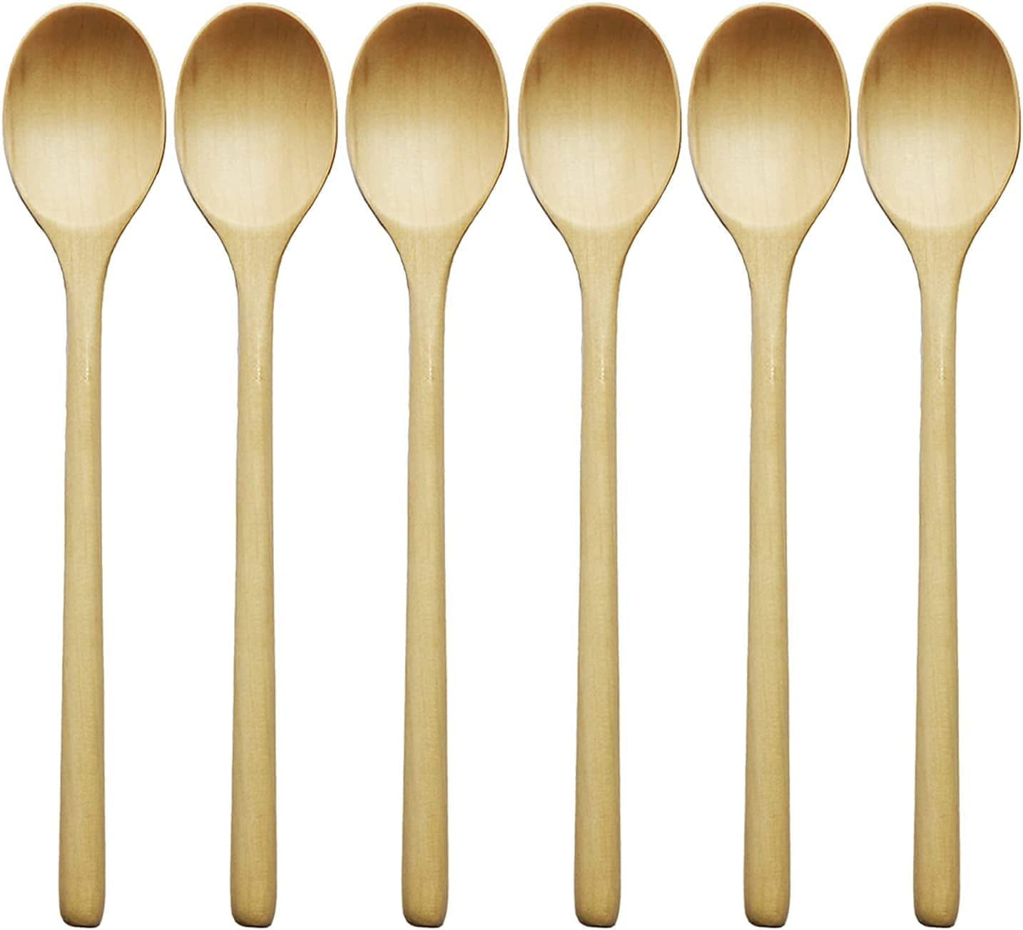 6-Piece Wooden Soup Spoons with Long Handles