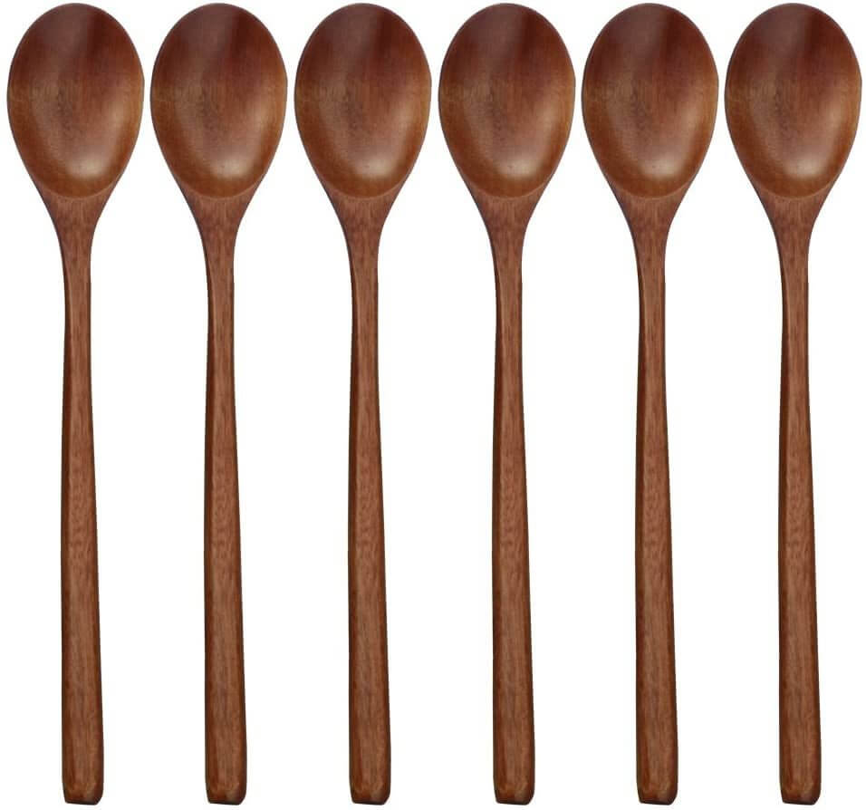 6 - Piece Wooden Soup Spoons with Long Handles