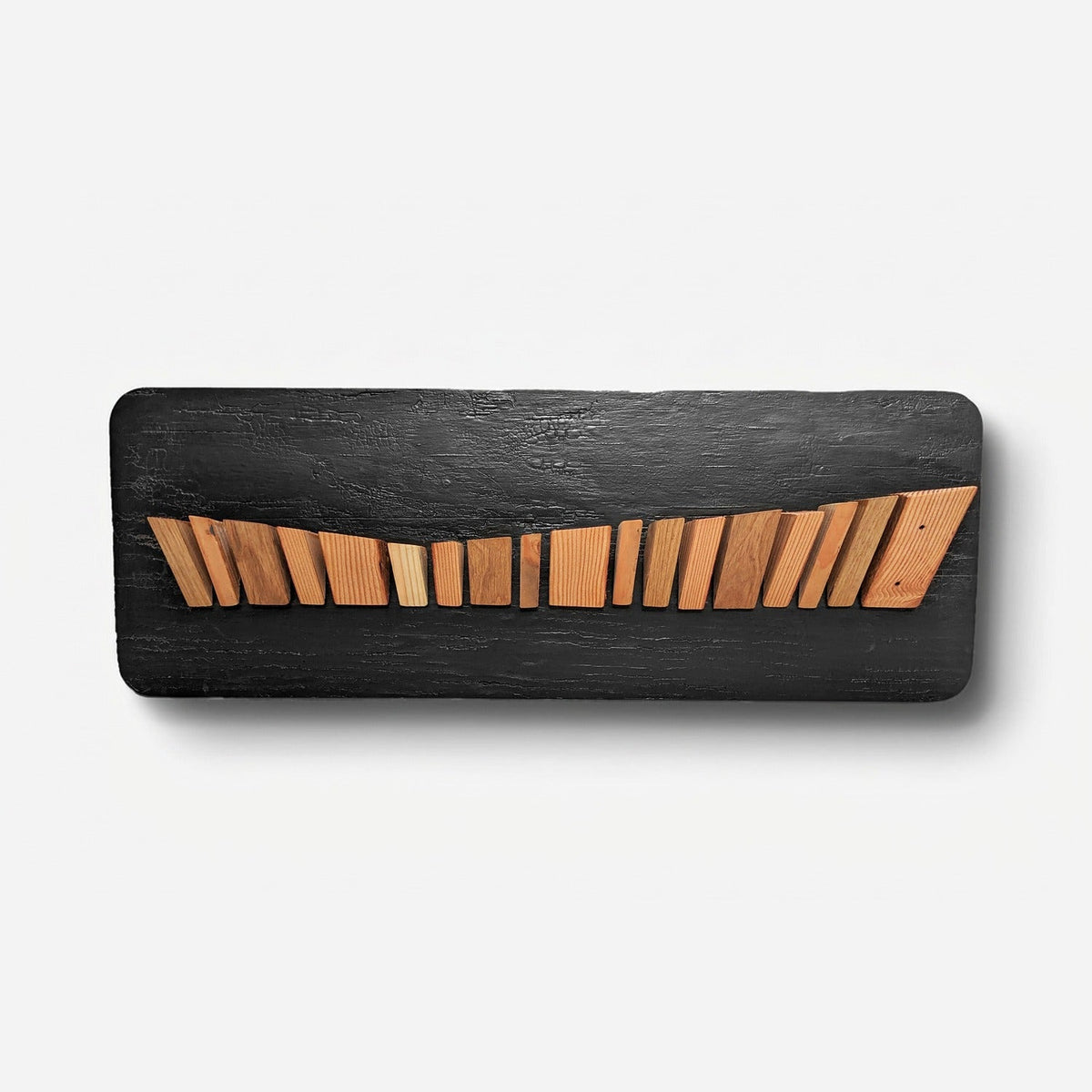 3D wood wall art relief panel, straight front view