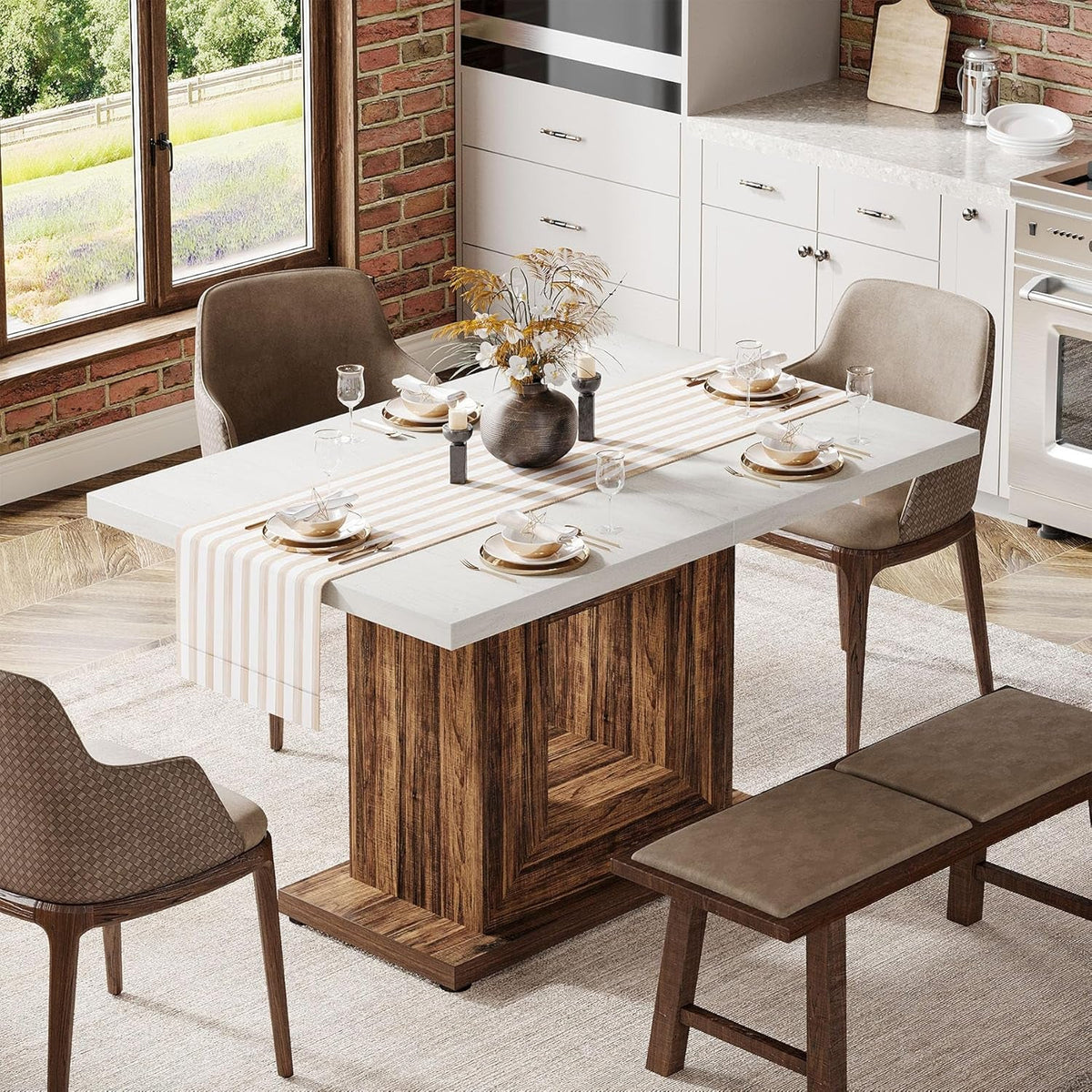 47 Inch Pedestal Dining Table for Small Kitchens and Nooks