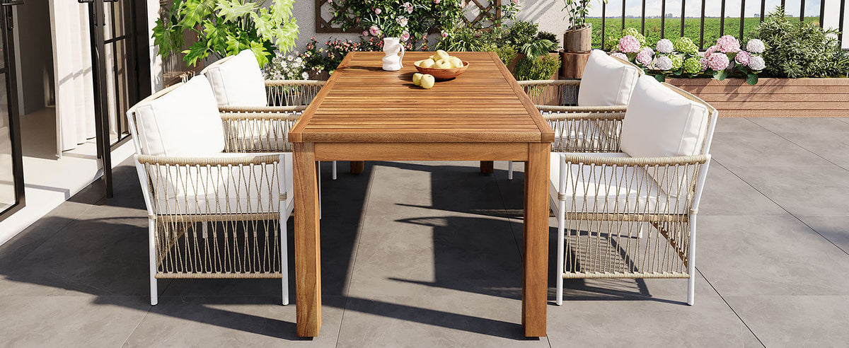 5-Piece Wood Outdoor Dining Set With 67 Inch Table