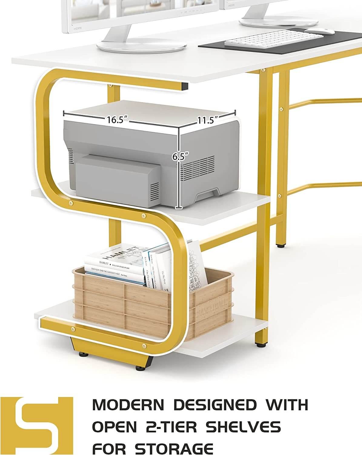 Reversible L Shaped Desk with Storage