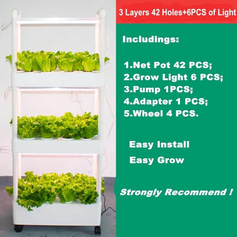 42 - Hole Hydroponic Tower with Grow Lights