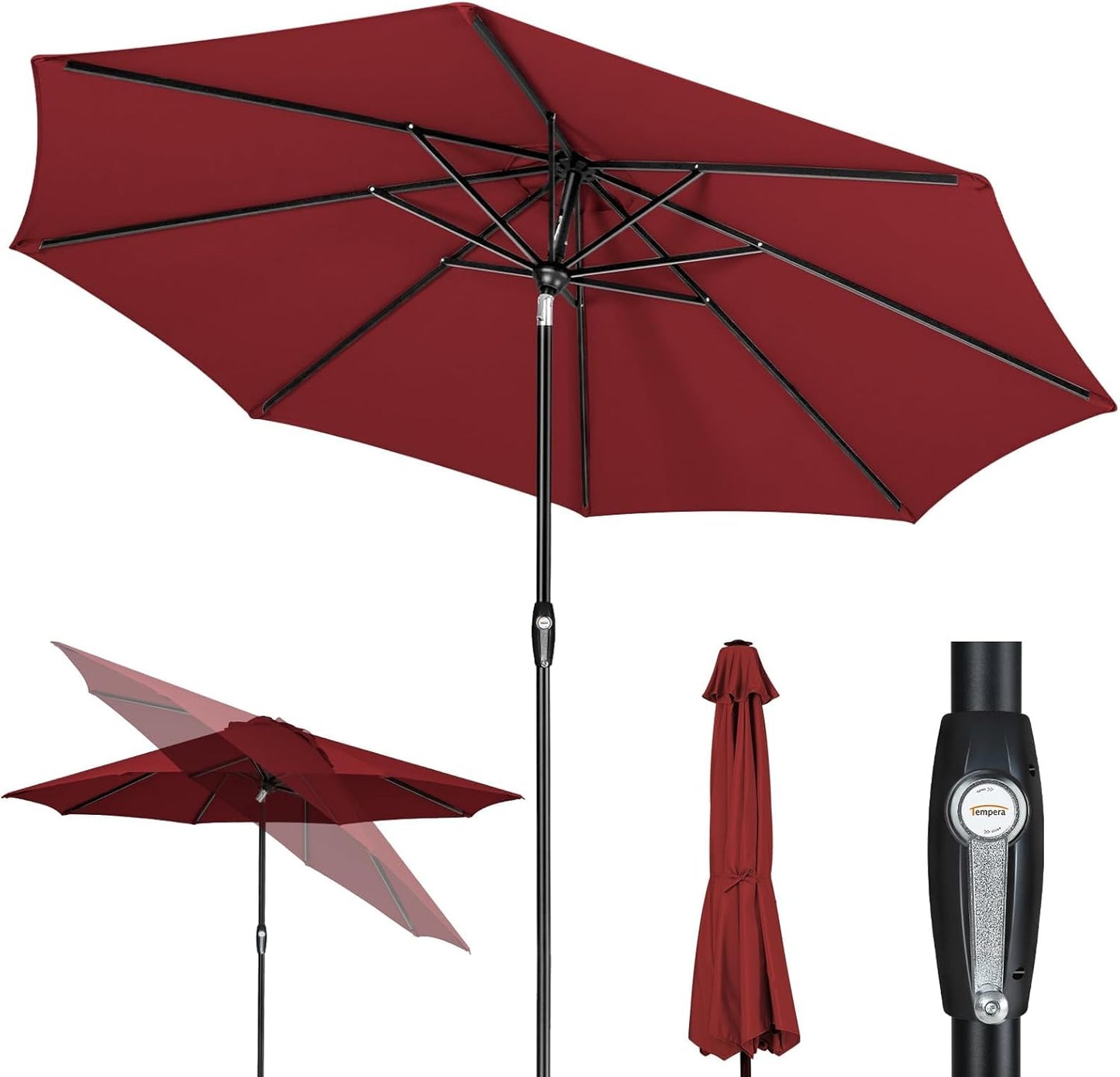 Auto-Tilt Patio Umbrella with Crank and Fade-Resistant Canopy