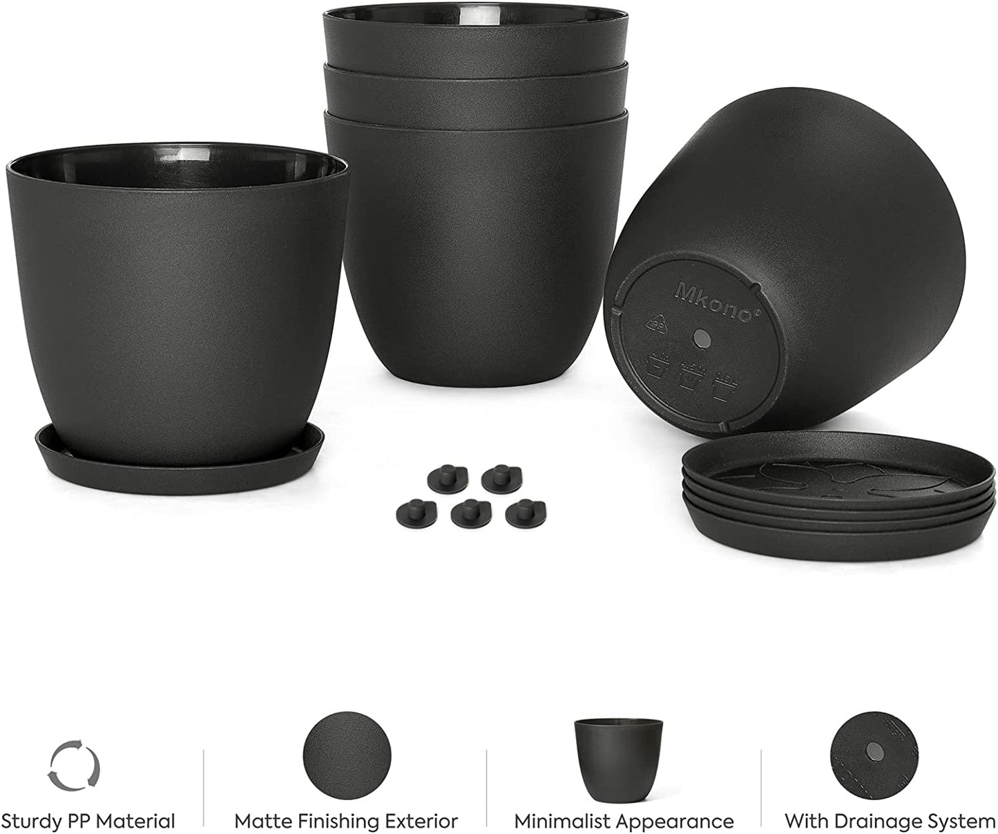 5-Piece Plastic Planter Set