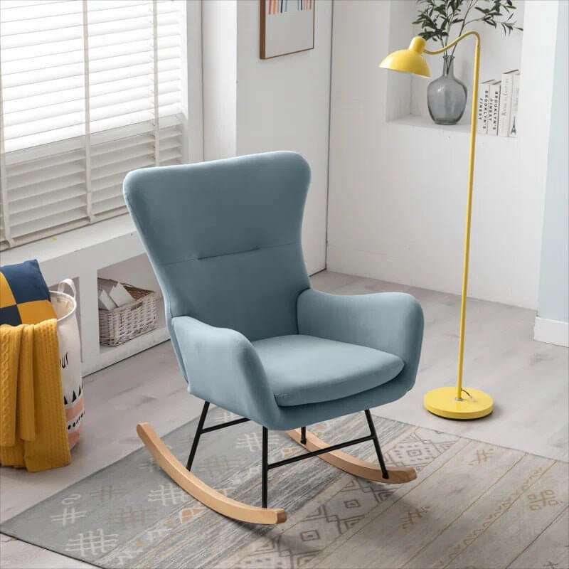 Modern Nursery Rocking Chair with Upholstered Arms