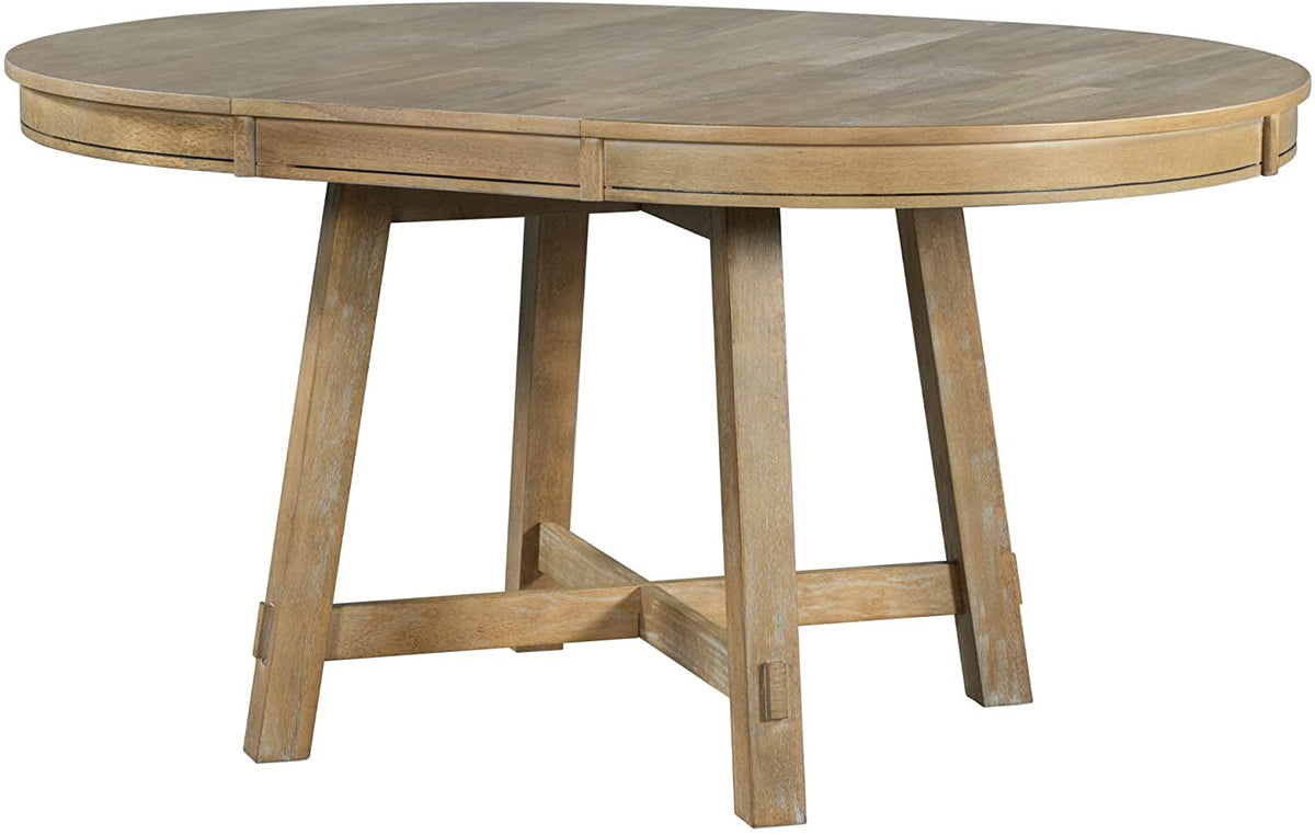 Extendable Round Wood Dining Table Farmhouse Style