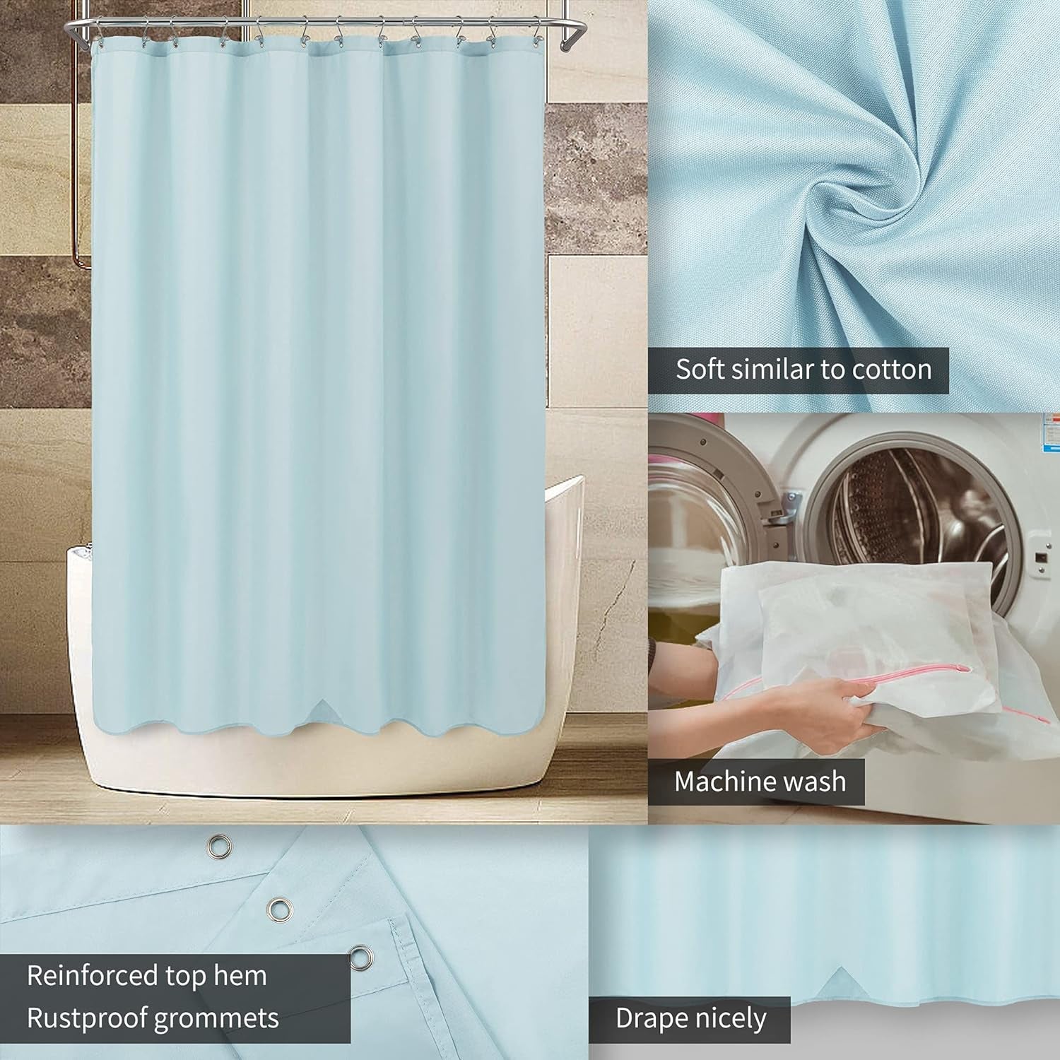 Washable Waterproof Shower Curtain Liner