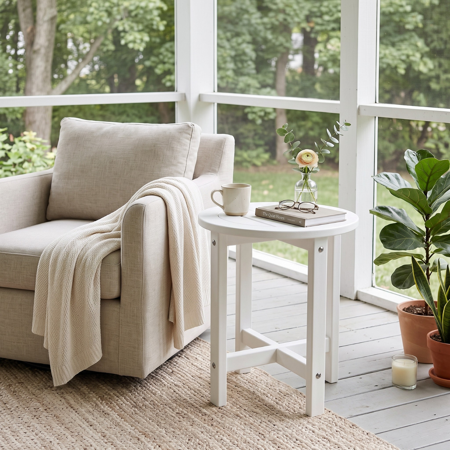 Verde Luxe HDPE All Weather Round Outdoor Side Table