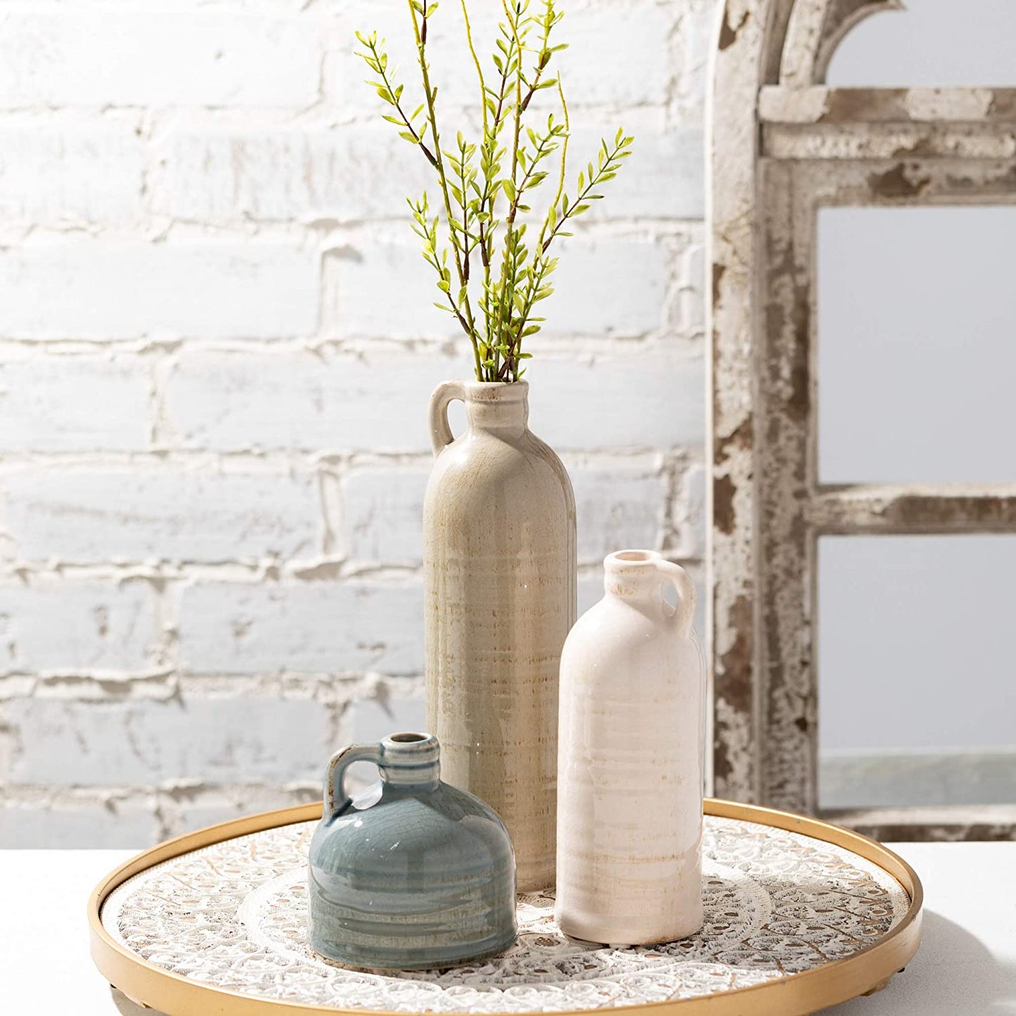 Ceramic Jug Vase Set for Farmhouse Decor