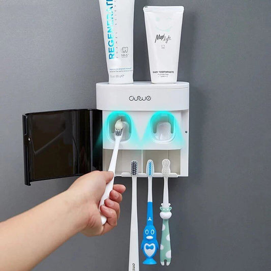 Magnetic Wall - Mounted Toothbrush Holder with Automatic Toothpaste Dispenser