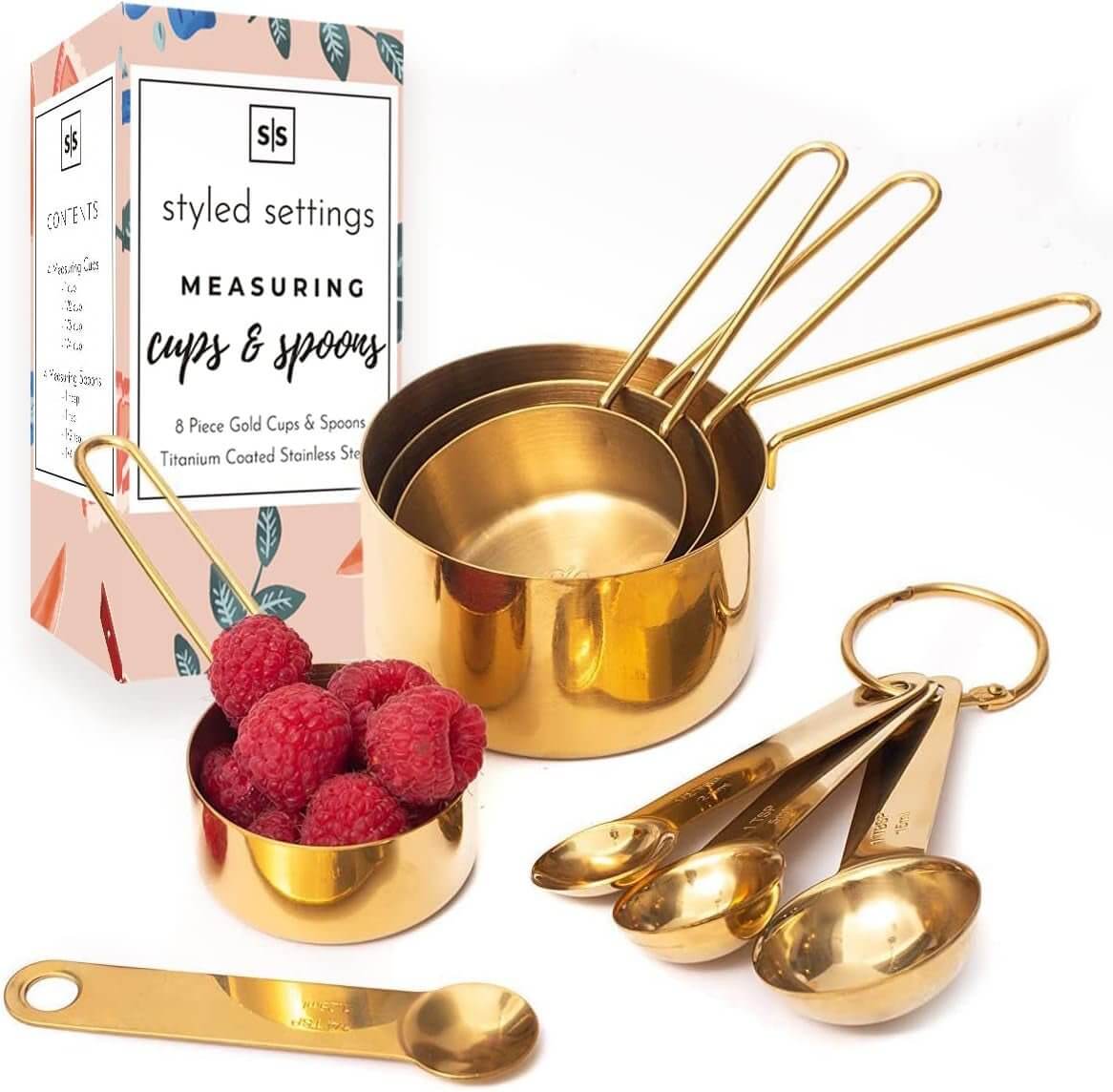 Copper - Tone Measuring Cups and Spoons Set (8 - Piece)