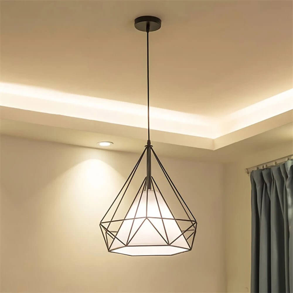 Retro Diamond Iron Cage Pendant Lamp