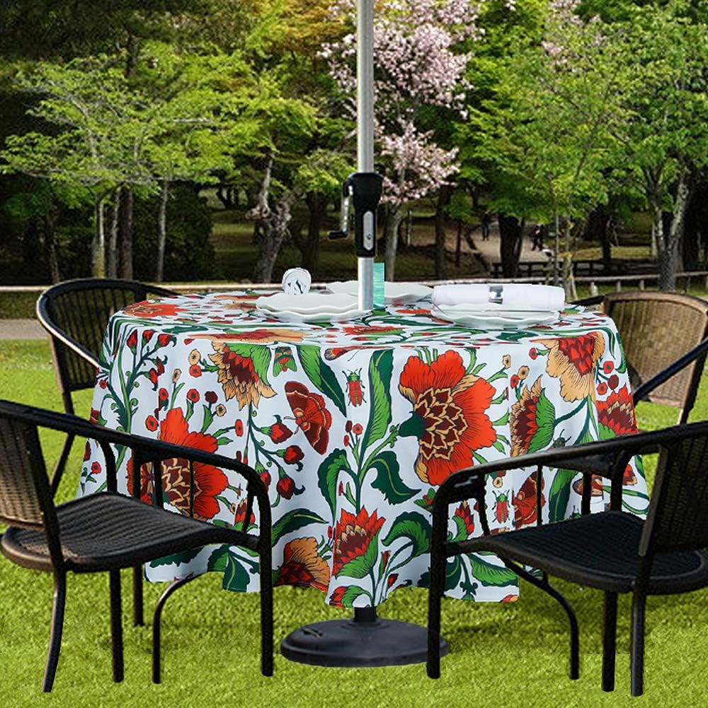 Waterproof Zippered Tablecloth with Umbrella Hole