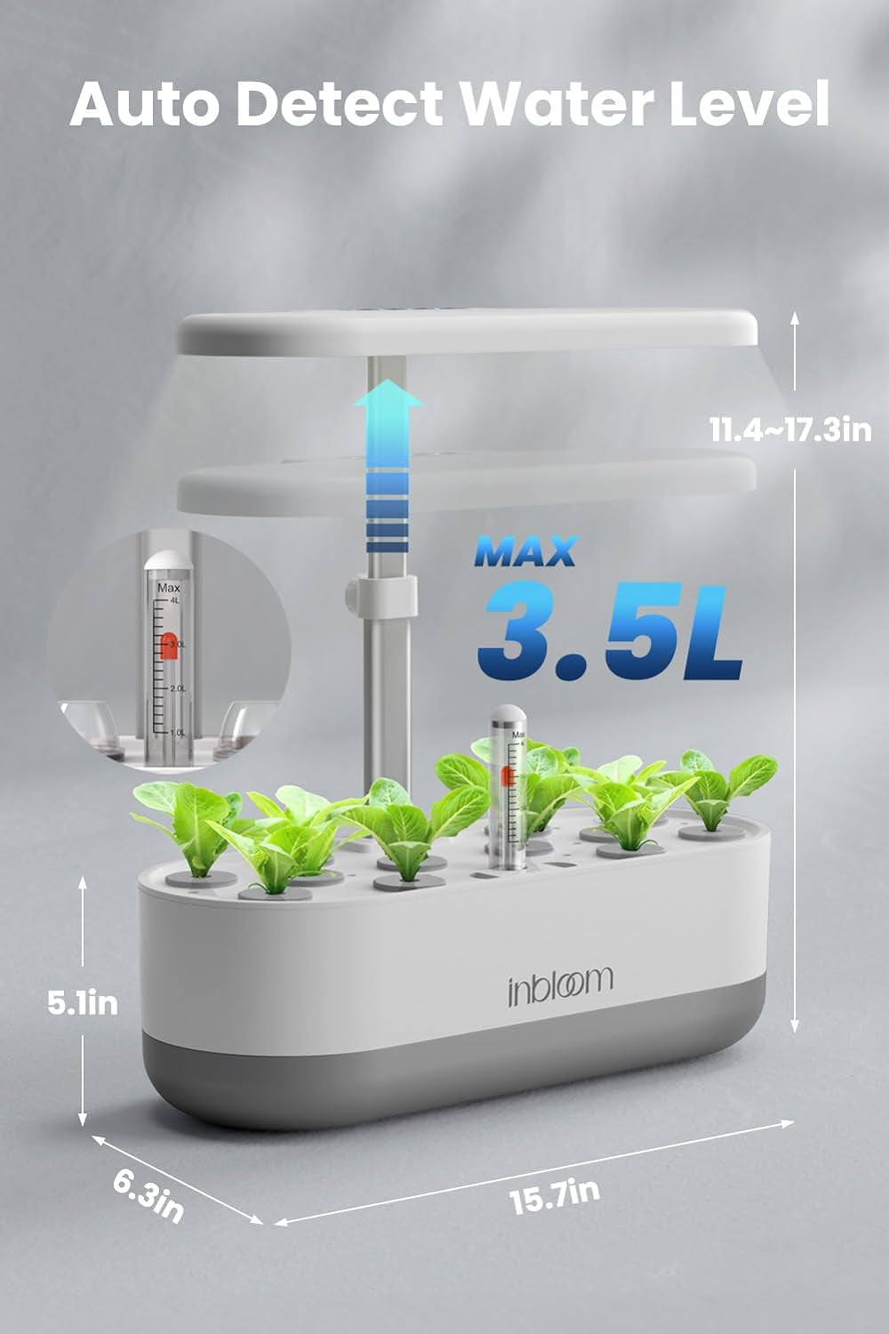 12 Pods Hydroponics Growing System Indoor Garden with LED Grow Light and Pod Kit, Plants Germination Kit with 4.2L Water Pump Accelerate, Height Adjustable, Gardening Gifts for Women, White