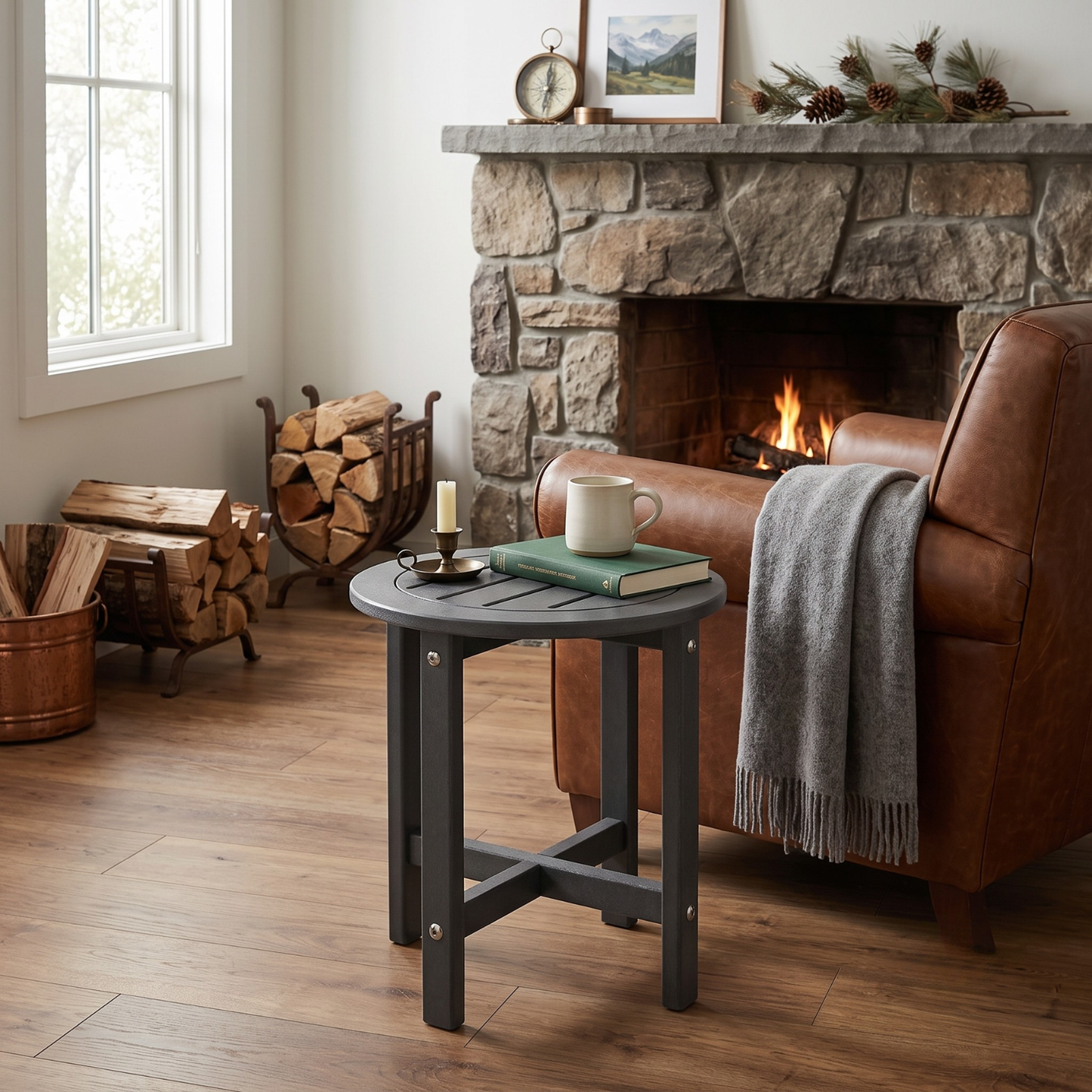 Verde Luxe HDPE All Weather Round Outdoor Side Table