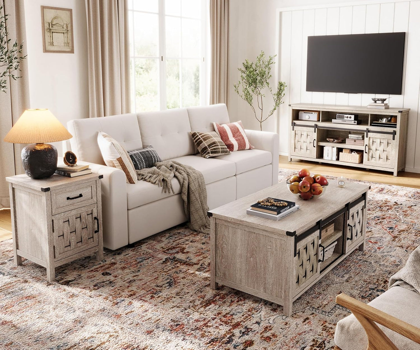 Spacious Storage Coffee Table with Rustic Charm