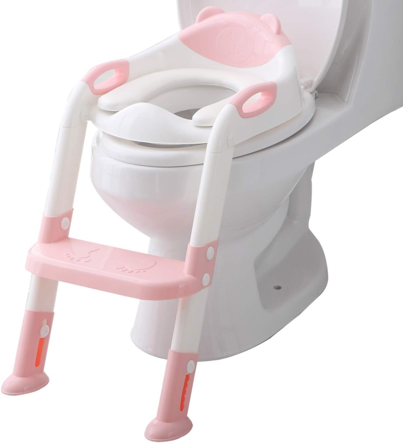 Toddlers Potty Training Toilet Seat Boys Girls, Kids Potty Training Seat Step Stool Ladder, Potty Chair (Gray/White)