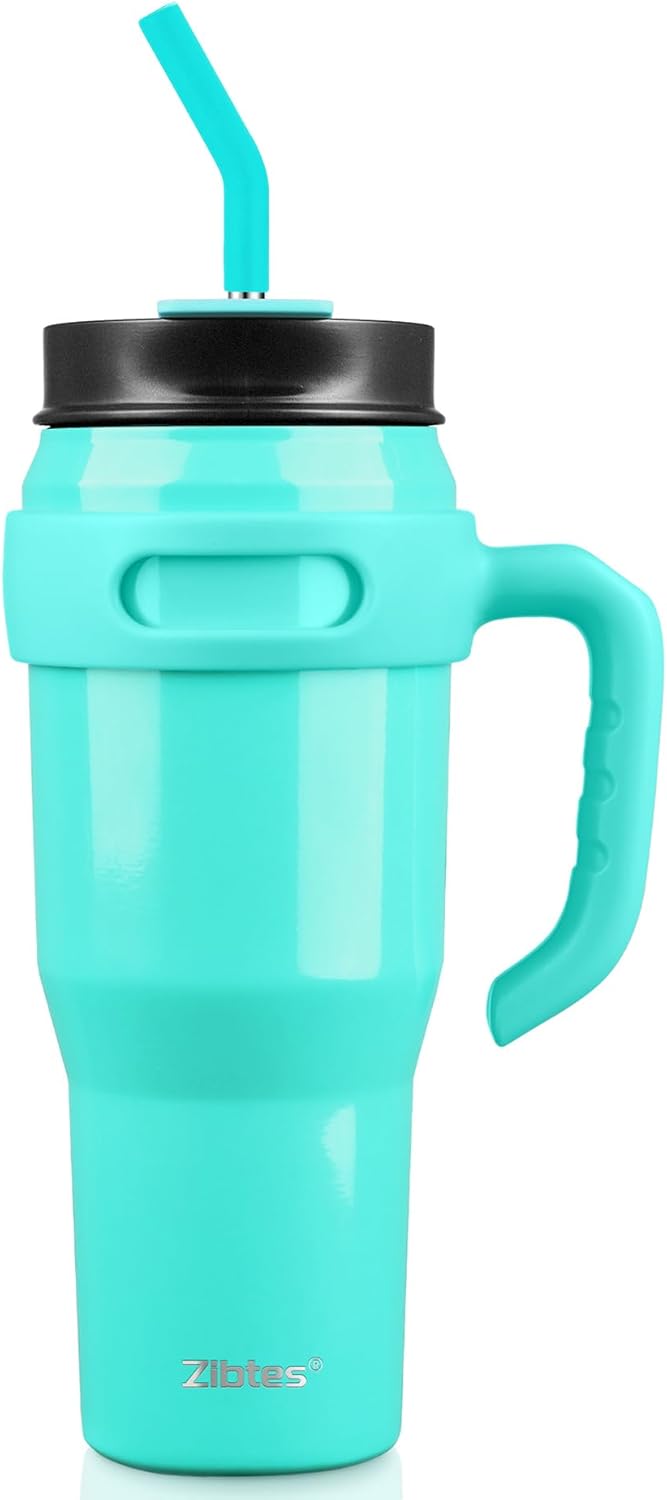 Insulated Tumbler with Handle and Straw Lid