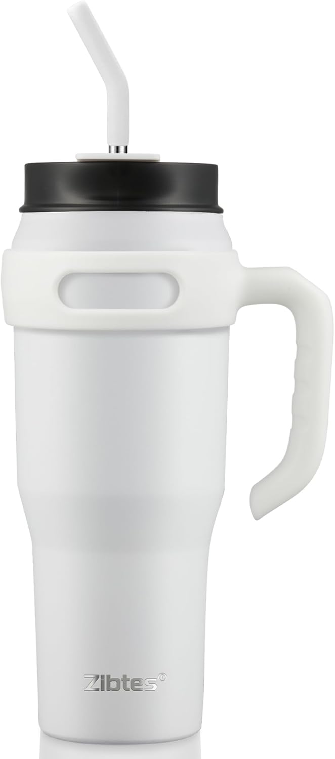 Insulated Tumbler with Handle and Straw Lid