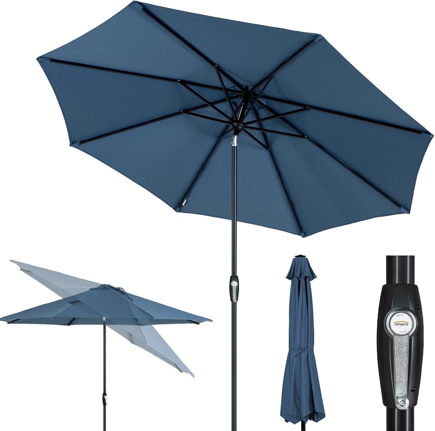 Auto-Tilt Patio Umbrella with Crank and Fade-Resistant Canopy