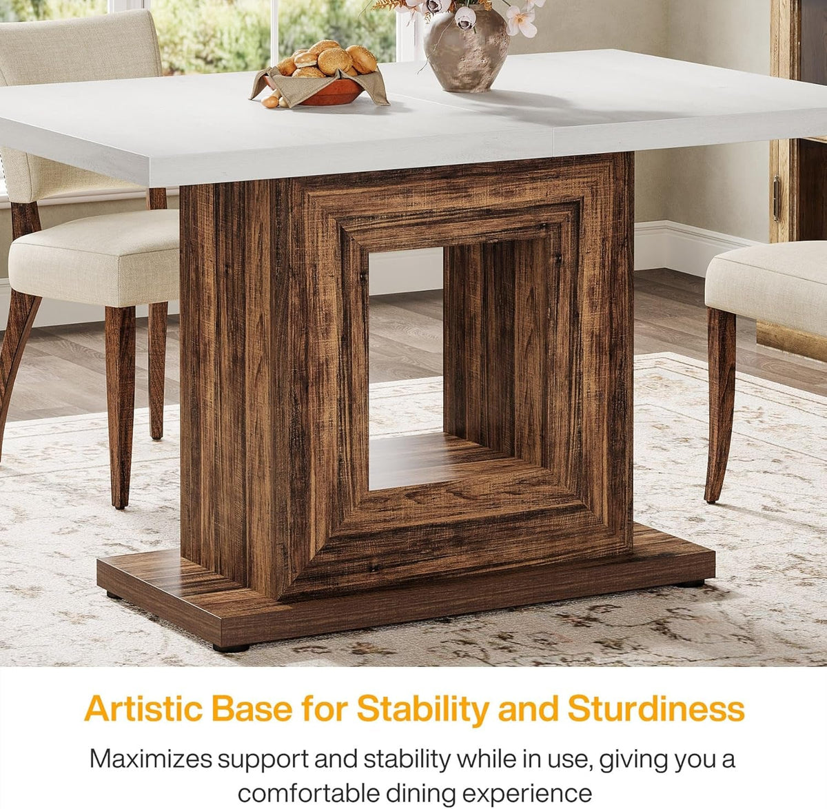 47 Inch Pedestal Dining Table for Small Kitchens and Nooks