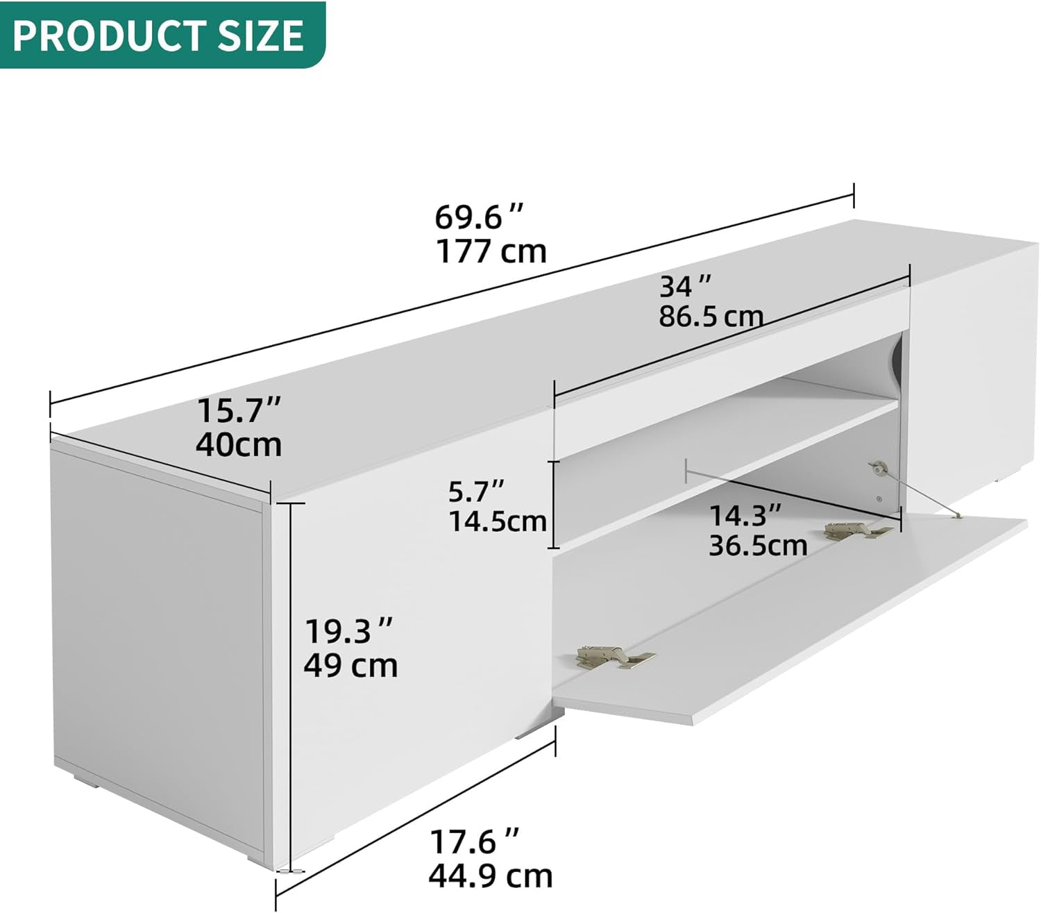 TV Stands for Living Room, 75 Inch TV Stand, Entertainment Center with Storage, Modern Television Stands, Led TV Stand, High Glossy Gaming Media Stand, White