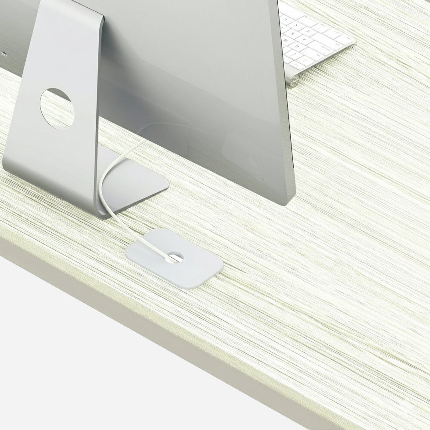 55-inch maple computer desk with grommets and glides, spacious surface for monitor, laptop, and peripherals.