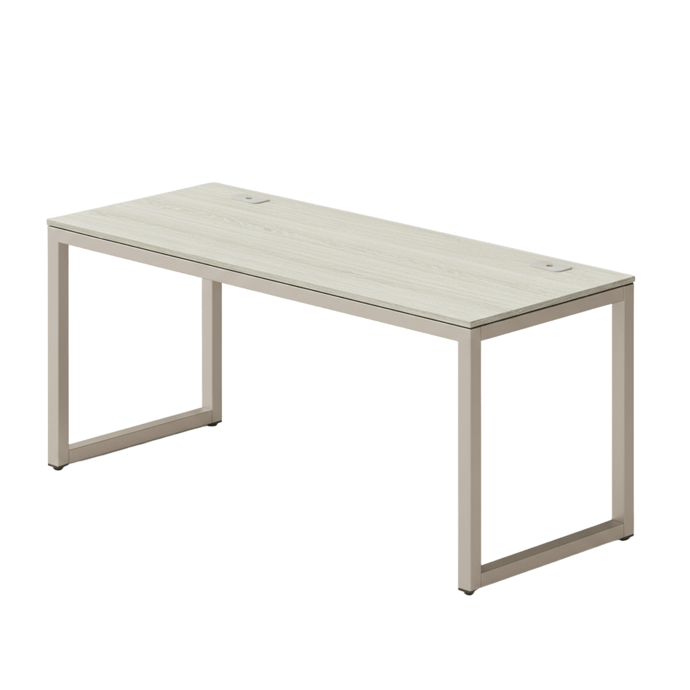 55-inch maple computer desk with grommets and glides, spacious work surface, modern metal frame.