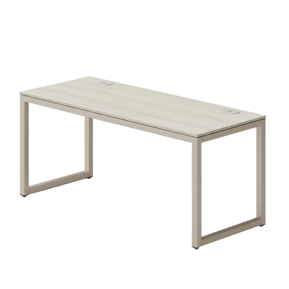 Adjustable-glide computer desk detail on a #f3f3f3 studio background
