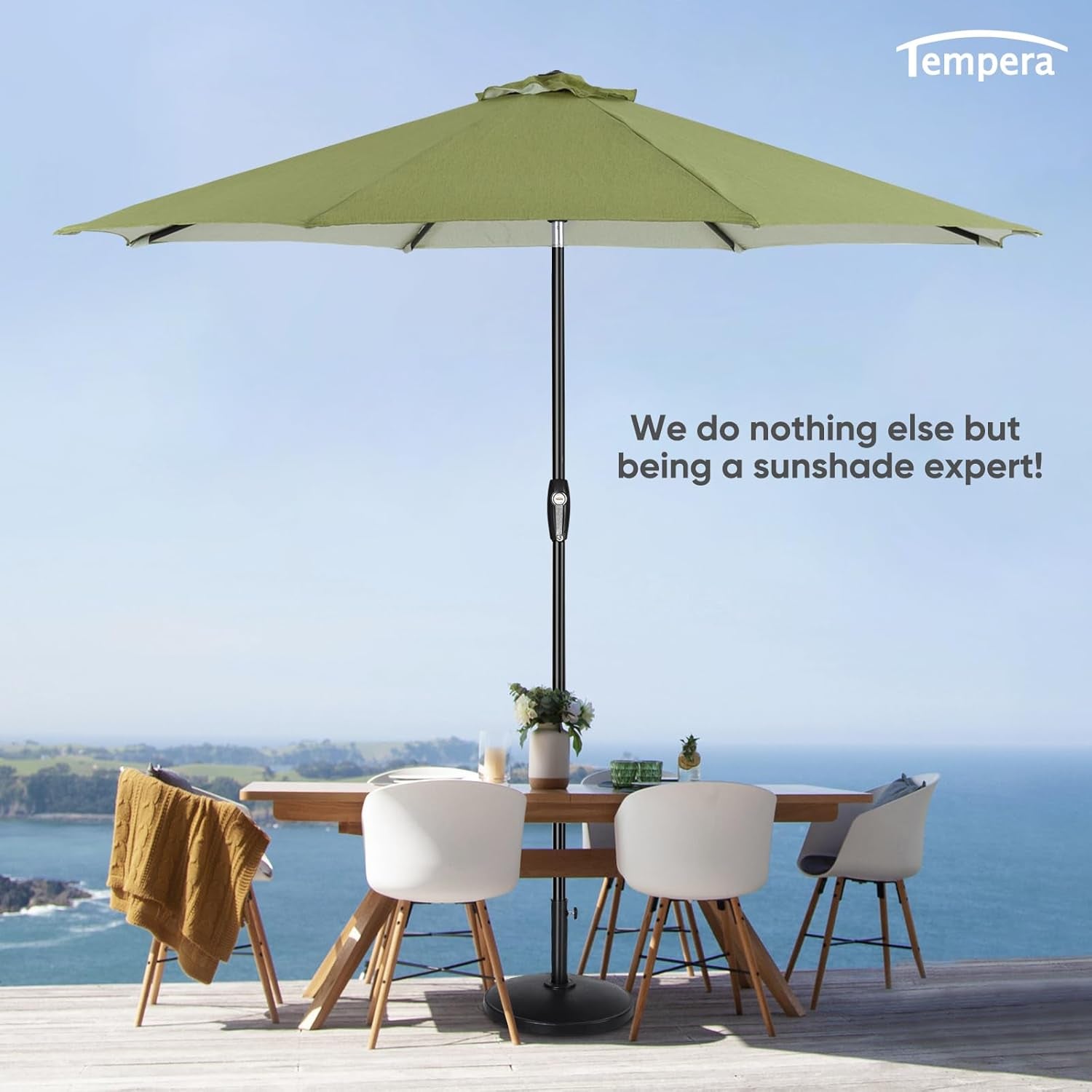 Auto-Tilt Patio Umbrella with Crank and Fade-Resistant Canopy