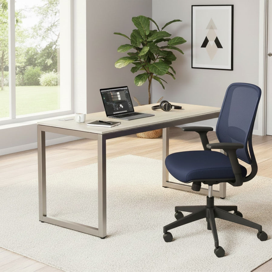 55-Inch Maple Computer Desk with Cable Grommets & Glides