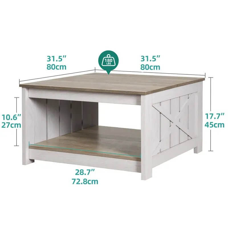 Farmhouse Coffee Table with Storage and Half - Open Compartment