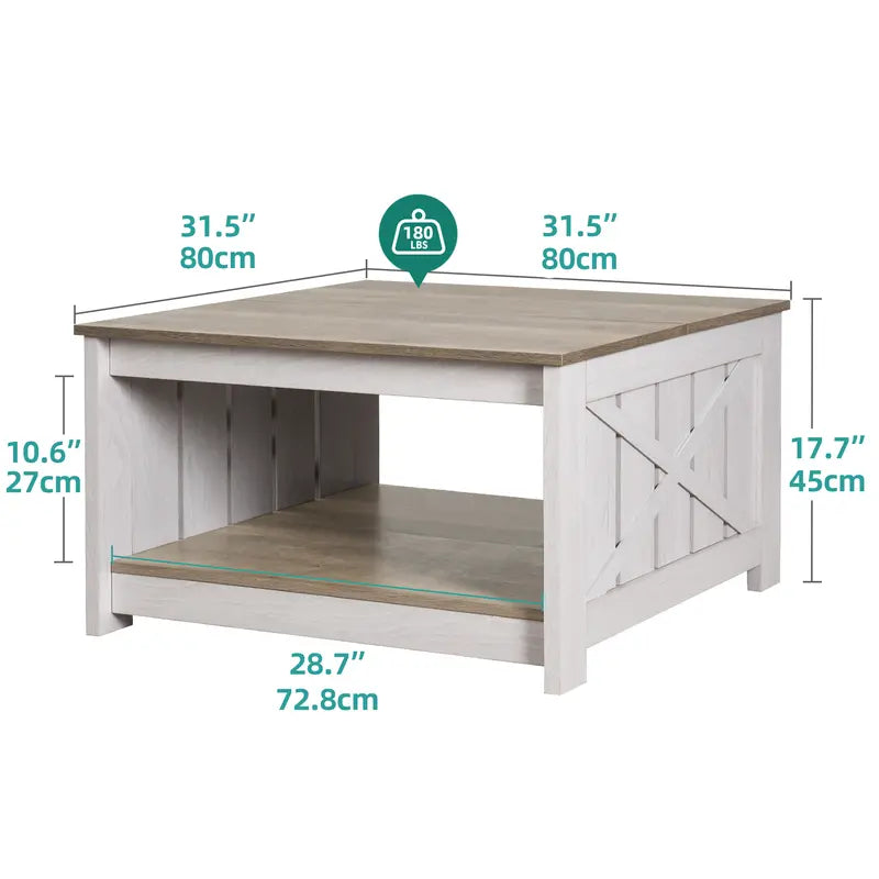 Farmhouse Coffee Table with Storage and Half-Open Compartment