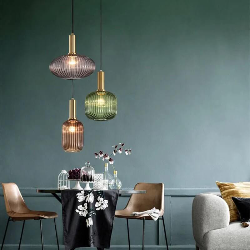 Vintage - Inspired Colorful Glass Pendant Lamp