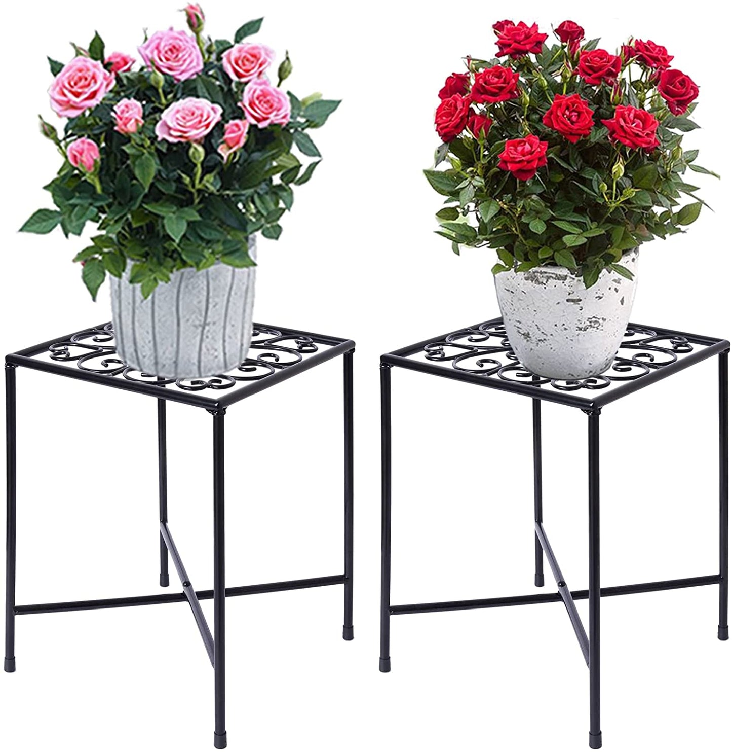 2-Pack Black Plant Stands for Outdoor and Indoor Use